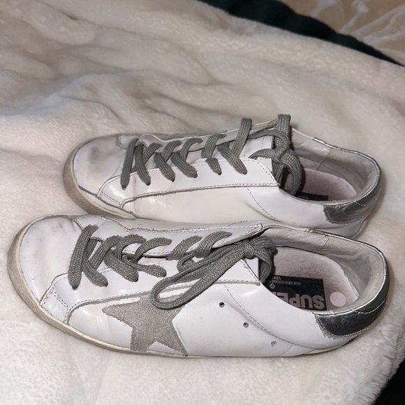 Golden Goose Superstar Sneaker White Leather/Pink/Gray Star   Superstar Mixed Leather Sneakers Women\'s Size 8